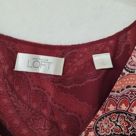 Loft Top Womens 2 Paisley Print Sleeveless Lined Zip Side Tank Shell Office - Picture 3 of 10